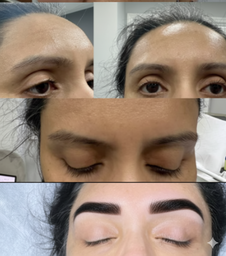 Before and after eyebrow threading